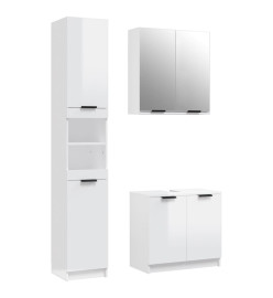 Ensemble d'armoires de salle de bain 3 pcs blanc brillant