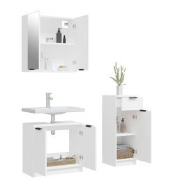 Ensemble d'armoires salle de bain 3 pcs blanc bois d'ingénierie