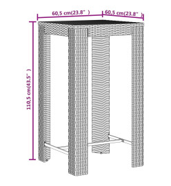 Ensemble de bar jardin 3 pcs gris poly rotin/bois massif acacia