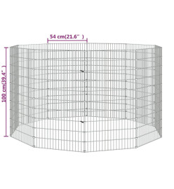 Cage à lapin 10 panneaux 54x100 cm Fer galvanisé