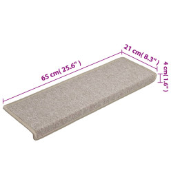 Tapis d'escalier 10 pcs 65x21x4 cm Taupe