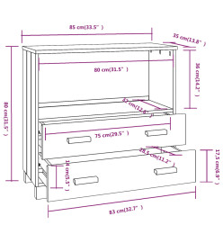 Buffet HAMAR Gris foncé 85x35x80 cm Bois massif de pin