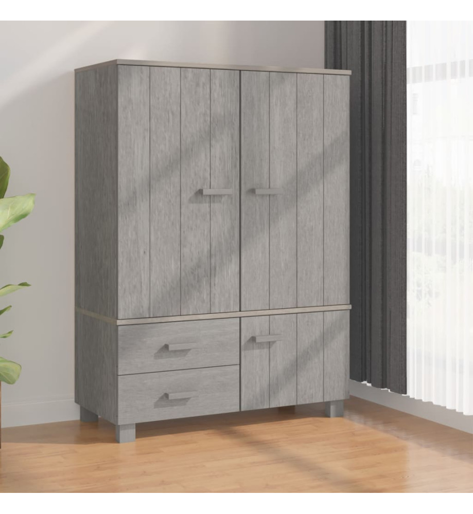 Garde-robe HAMAR Gris clair 99x45x137 cm Bois massif de pin