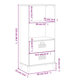 Bibliothèque VIKEN blanc 60x35x123 cm bois massif de pin