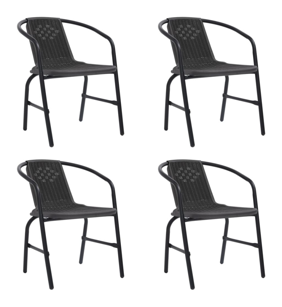 Chaises de jardin 4 pcs Rotin plastique et acier 110 kg