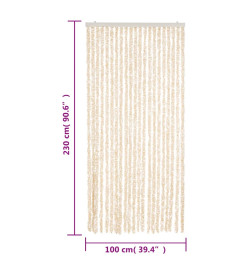 Rideau anti-mouches beige et blanc 100x230 cm chenille