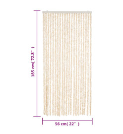 Rideau anti-mouches beige et blanc 56x185 cm chenille