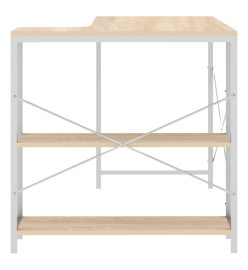 Bureau d'ordinateur Blanc et chêne 110x72x70 cm Aggloméré