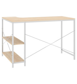 Bureau d'ordinateur Blanc et chêne 110x72x70 cm Aggloméré