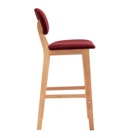 Tabourets de bar lot de 2 rouge bordeaux tissu