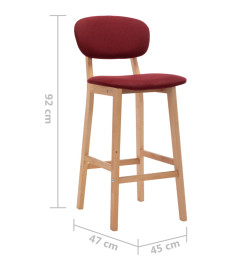 Tabourets de bar lot de 2 rouge bordeaux tissu