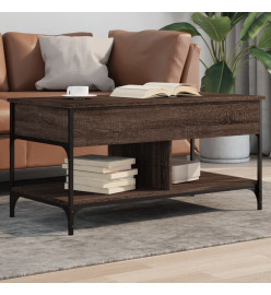 Table basse chêne marron 100x50x50cm bois d'ingénierie et métal