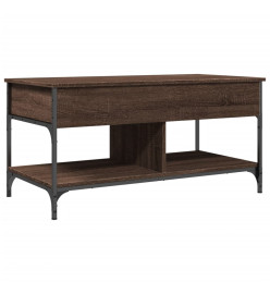 Table basse chêne marron 100x50x50cm bois d'ingénierie et métal