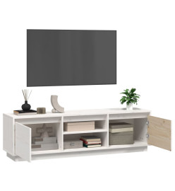 Meuble TV Blanc 140x35x40 cm Bois de pin massif