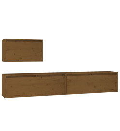 Meubles TV 3 pcs Marron miel Bois massif de pin