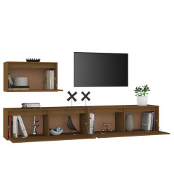 Meubles TV 3 pcs Marron miel Bois massif de pin