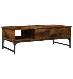 Table basse chêne fumé 100x50x35 cm bois d'ingénierie et métal