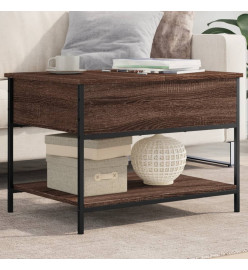 Table basse chêne marron 70x50x50 cm bois d'ingénierie et métal