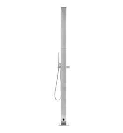 Douche de jardin avec base gris 225 cm Acier inoxydable