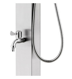 Douche de jardin avec base gris 225 cm Acier inoxydable