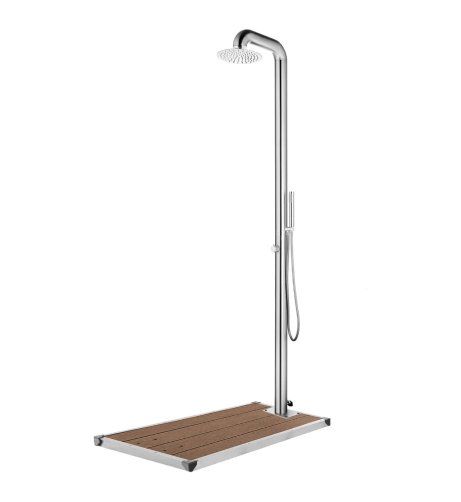 Douche de jardin avec base marron 230 cm Acier inoxydable