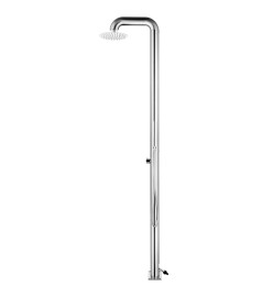 Douche de jardin avec base gris 230 cm Acier inoxydable