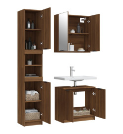 Ensemble d'armoires de salle de bain 3 pcs chêne marron