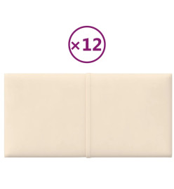 Panneaux muraux 12 pcs Crème 30x15 cm Velours 0,54 m²