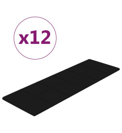 Panneaux muraux 12 pcs Noir 90x30 cm Velours 3,24 m²