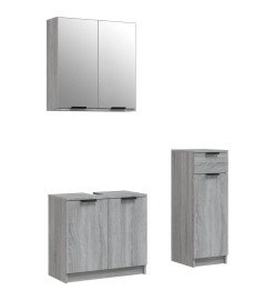 Ensemble d'armoires de salle de bain 3 pcs sonoma gris