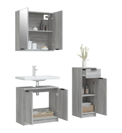 Ensemble d'armoires de salle de bain 3 pcs sonoma gris