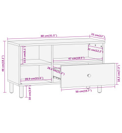 Meuble TV 80x33x46 cm bois massif de manguier