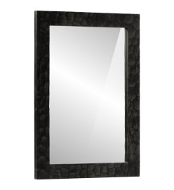 Miroir de bain noir 50x70x2,5 cm bois manguier massif et verre