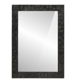 Miroir de bain noir 50x70x2,5 cm bois manguier massif et verre