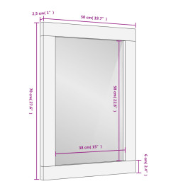 Miroir de bain noir 50x70x2,5 cm bois manguier massif et verre