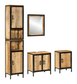 Ensemble de meubles salle de bain 4 pcs fer et bois de manguier