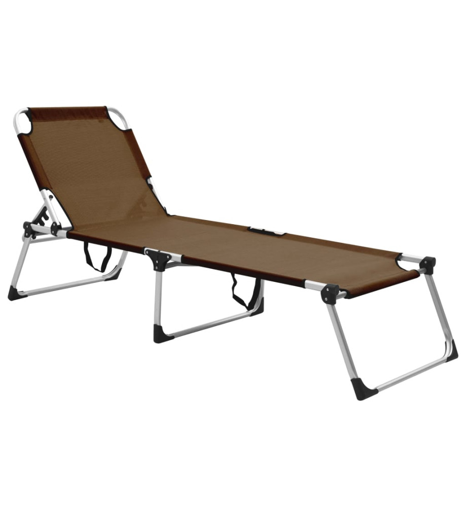 Chaise longue pliable extra haute pour seniors Marron Aluminium