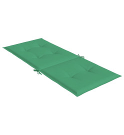 Coussins de chaise de jardin à dossier haut lot de 2 vert tissu