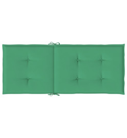 Coussins de chaise de jardin à dossier haut lot de 2 vert tissu