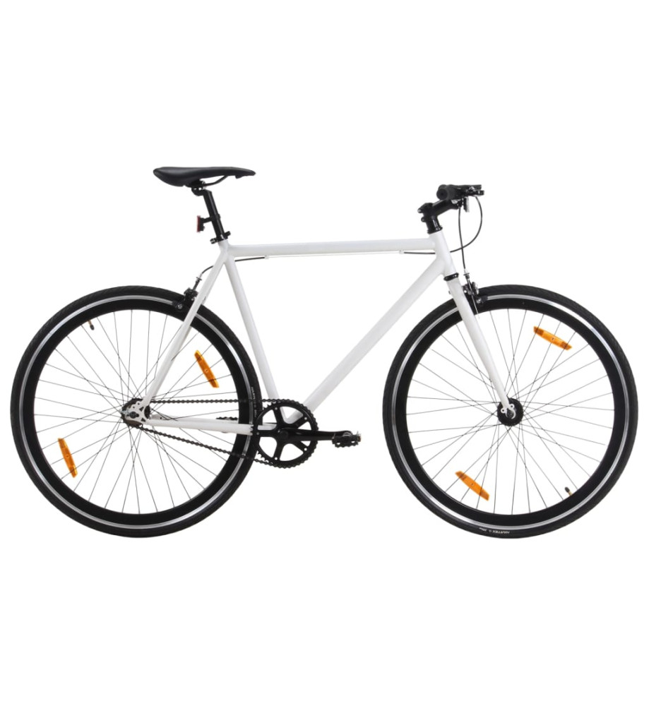 Vélo à pignon fixe blanc et noir 700c 51 cm