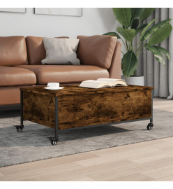 Table basse avec roulettes chêne fumé bois d'ingénierie