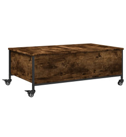 Table basse avec roulettes chêne fumé bois d'ingénierie
