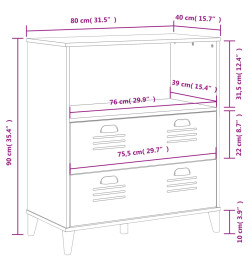 Bibliothèque VIKEN gris anthracite 80x40x90 cm bois massif pin