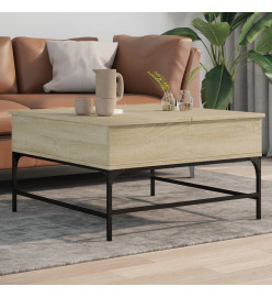 Table basse chêne sonoma 80x80x45 cm bois d'ingénierie et métal