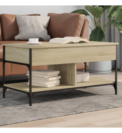 Table basse chêne sonoma 100x50x50cm bois d'ingénierie et métal