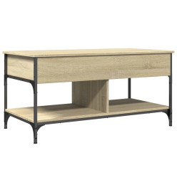 Table basse chêne sonoma 100x50x50cm bois d'ingénierie et métal