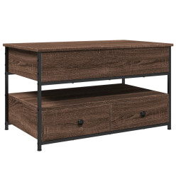 Table basse chêne marron 85x50x50 cm bois d'ingénierie et métal
