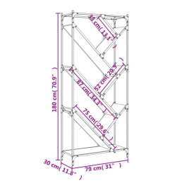 Bibliothèque chêne marron 79x30x180 cm bois ingénierie et métal