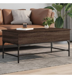 Table basse chêne marron 100x50x45cm bois d'ingénierie et métal