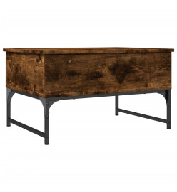 Table basse chêne fumé 70x50x40 cm bois d'ingénierie et métal